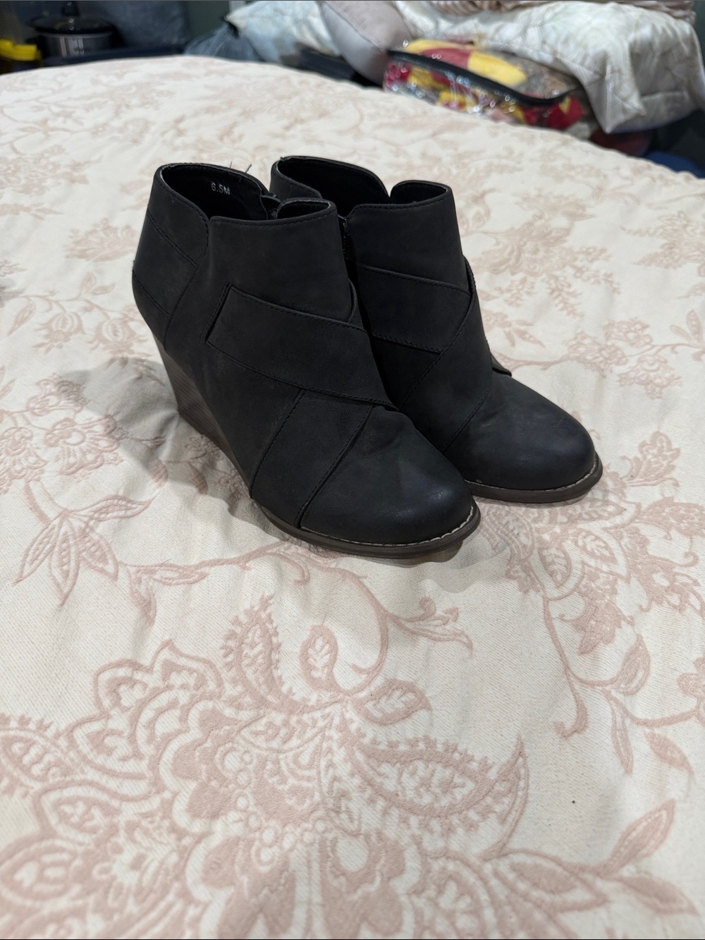 Maurices Black Wrapped Wedge Ankle Booties
